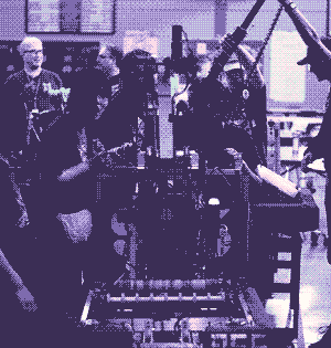 High school robotics team at competition